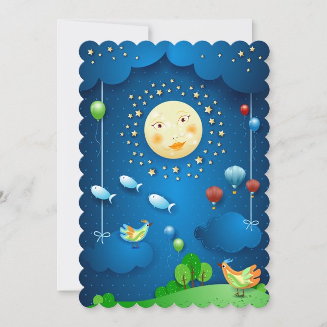 Moonlight and flying fishes invitation (Front)