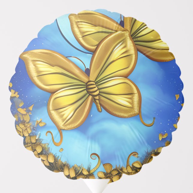 Moonlight and Gold Butterflies  Balloon (Front)