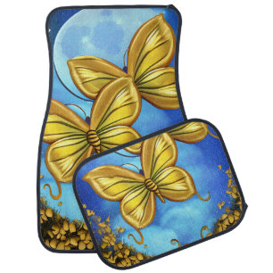 Moonlight and Gold Butterflies Car Floor Mat