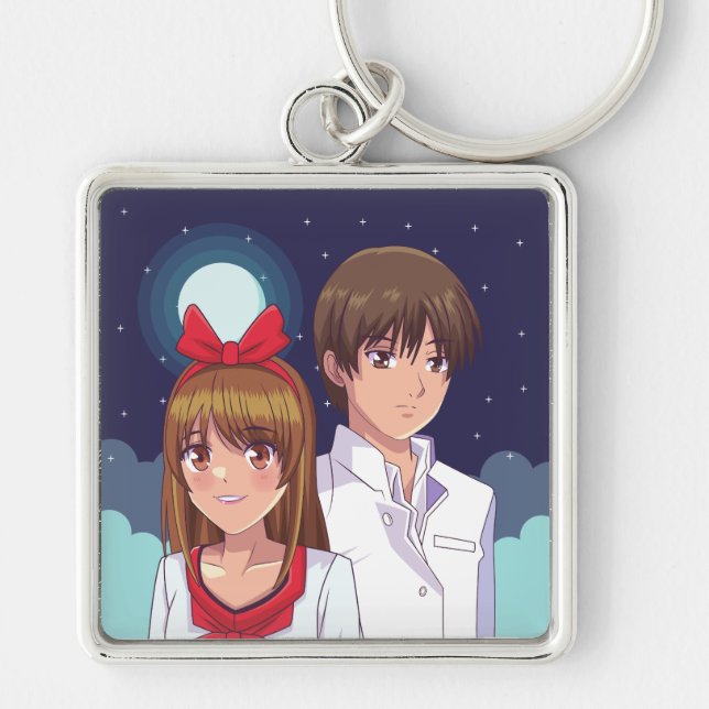Moonlight Anime Duo Illustration Keychain (Front)