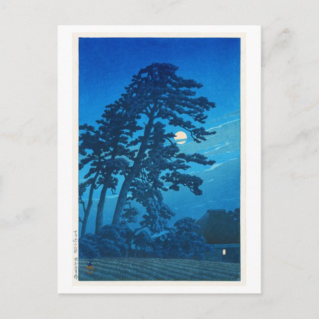 Moonlight at Magome, Hasui Kawase, Woodcut Postcard (Front)