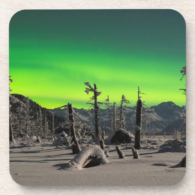 Moonlight Aurora Beverage Coaster (Front)