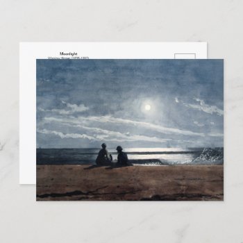 Moonlight Beach Landscape Winslow Homer Postcard by mangomoonstudio at Zazzle