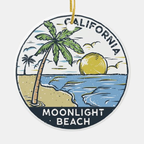 Moonlight Beach San Diego California Vintage  Ceramic Ornament