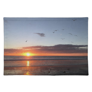 Moonlight Beach Sunset Cloth Placemat