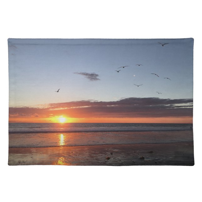 Moonlight Beach Sunset Cloth Placemat (Front)