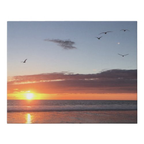 Moonlight Beach Sunset Faux Canvas Print