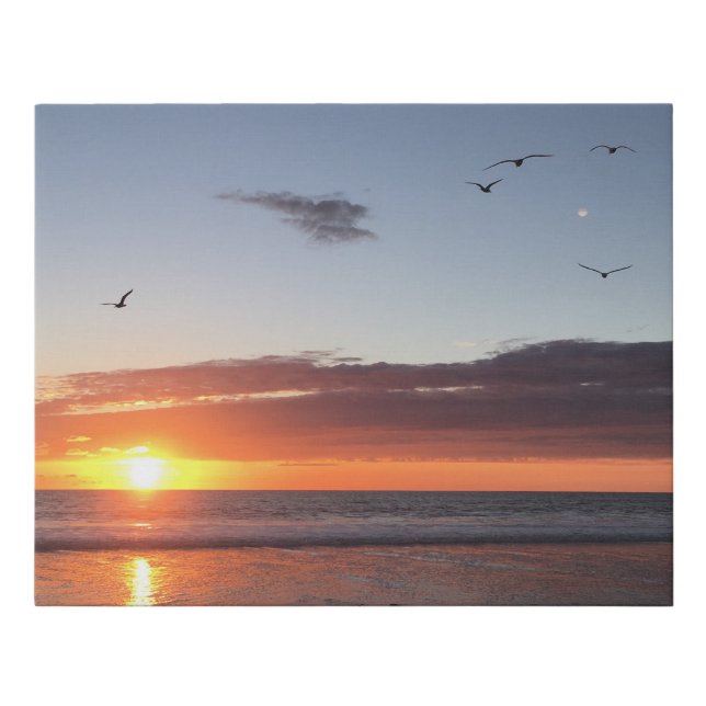 Moonlight Beach Sunset Faux Canvas Print (Front)