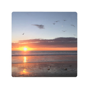 Moonlight Beach Sunset Metal Print