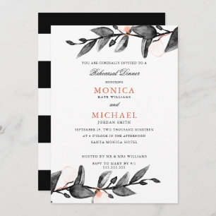 Moonlight Bloom botanical wedding Rehearsal Dinn Invitation