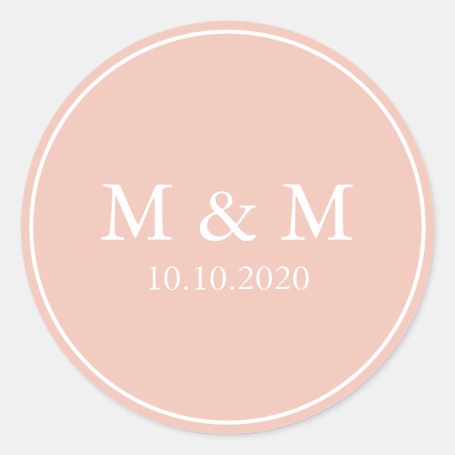 Moonlight Bloom | Wedding Classic Monogram Round Sticker (Front)