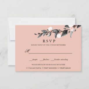 Moonlight Bloom   WEDDING RSVP MEAL CHOICE PINK Card