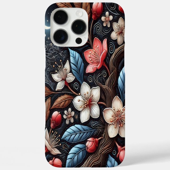 Moonlight Blossoming Cherry Tree Design Case-Mate iPhone Case (Back)