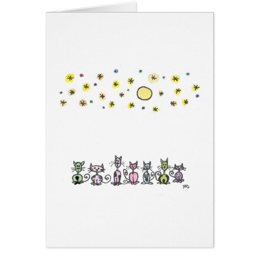 Moonlight Cats Watercolor Sketch Cards (Front)