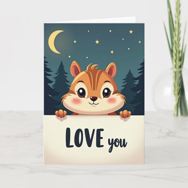 Moonlight Chipmunk Love You Card (Front)