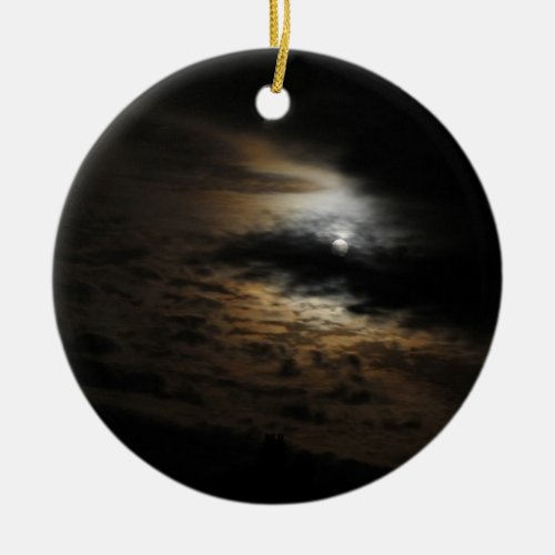 Moonlight Clouds Night Sky Photo Ceramic Ornament