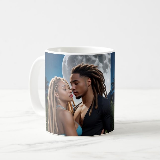 Moonlight Couple Love Mug – Romantic Digital Art  (Front Left)