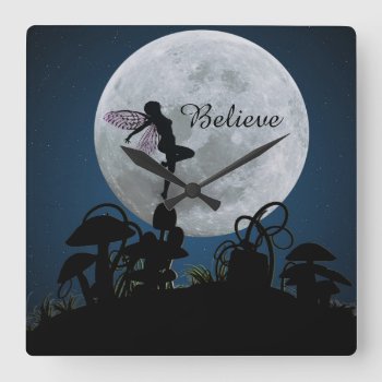 Moonlight Dance Believe Fairy Clock by RenderlyYours at Zazzle