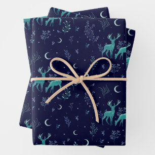 Moonlight Deer Wrapping Paper Sheets