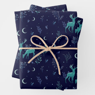 Moonlight Deer Wrapping Paper Sheets