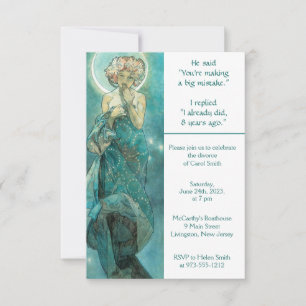 Moonlight Divorce Party, Green Invitation