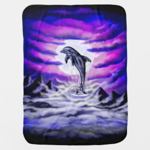 Moonlight Dolphin Baby Blanket