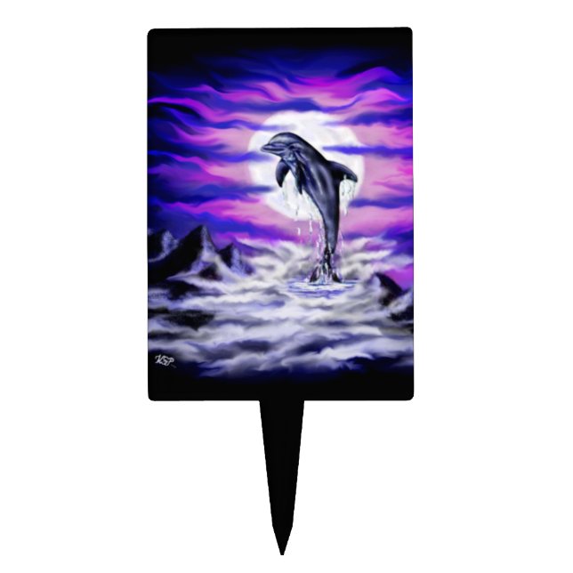 Moonlight Dolphin Cake Topper (Front)