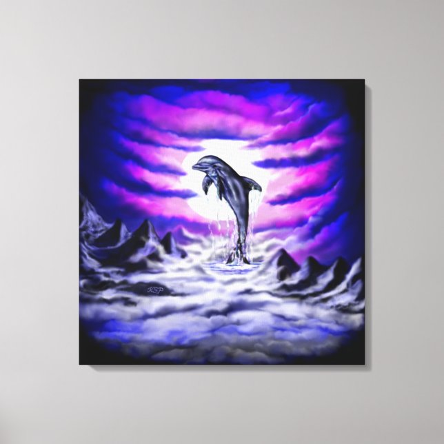 Moonlight Dolphin Canvas Print (Front)
