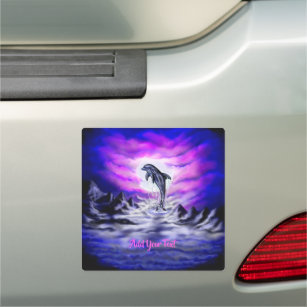 Moonlight Dolphin Car Magnet