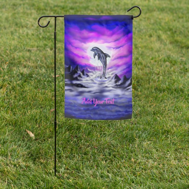Moonlight Dolphin Garden Flag (In SItu)