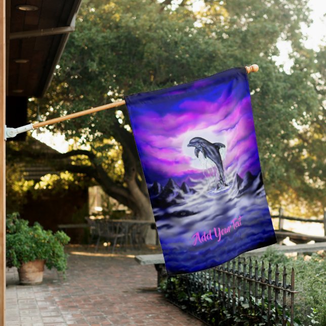 Moonlight Dolphin House Flag (In SItu)