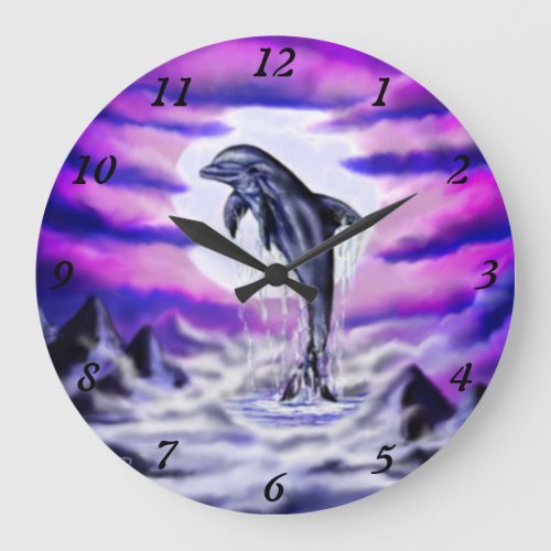 Moonlight Dolphin Large Clock