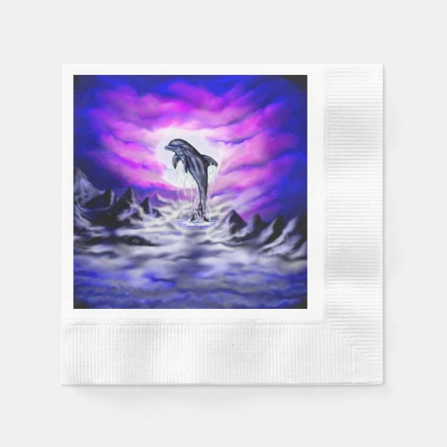 Moonlight Dolphin Napkins (Front)
