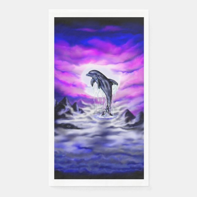 Moonlight Dolphin Paper Guest Towels (Front)