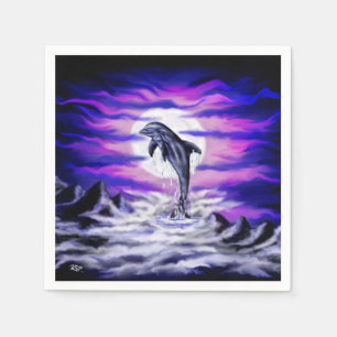 Moonlight Dolphin Paper Napkins