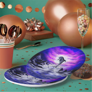 Moonlight Dolphin Paper Plates