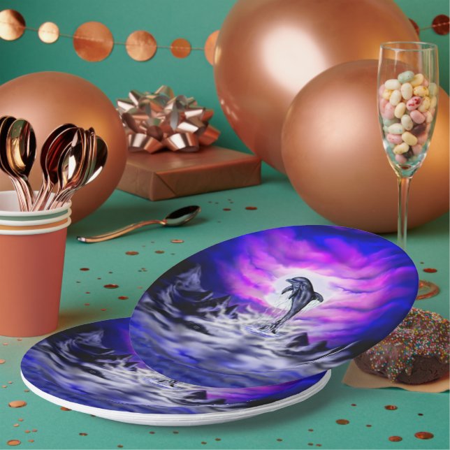 Moonlight Dolphin Paper Plates (Multi)
