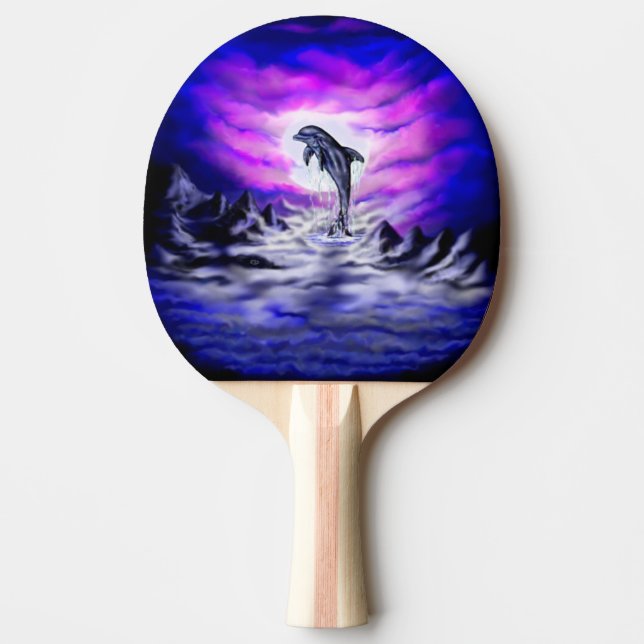 Moonlight Dolphin Ping Pong Paddle (Front)