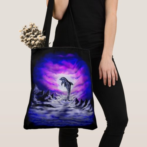 Moonlight Dolphin Tote Bag