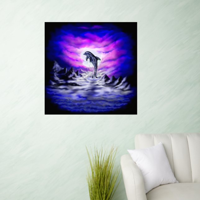 Moonlight Dolphin Wall Decal (Living Room)