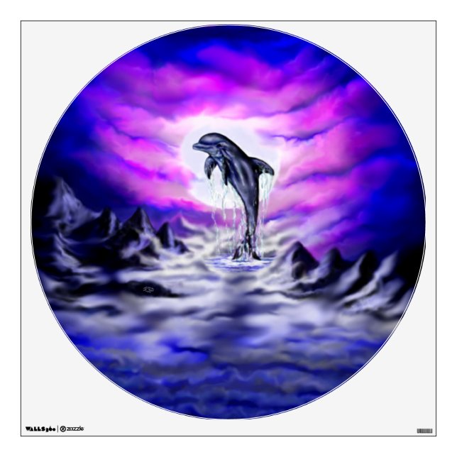 Moonlight Dolphin Wall Decal (Front)
