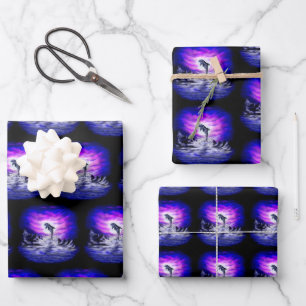 Moonlight Dolphin Wrapping Paper Sheets