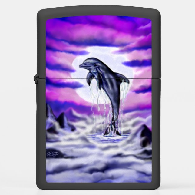 Moonlight Dolphin Zippo Lighter (Front)