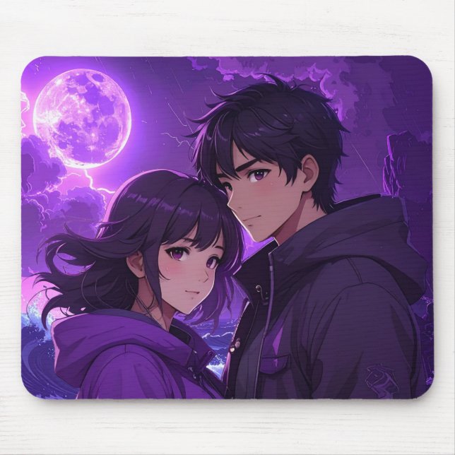 Moonlight Duo Anime Mousepad – Purple Night Editio (Front)