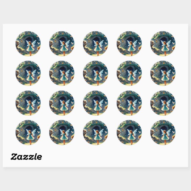 "Moonlight Enchanment The Fairy's Forest Classic Round Sticker (Sheet)