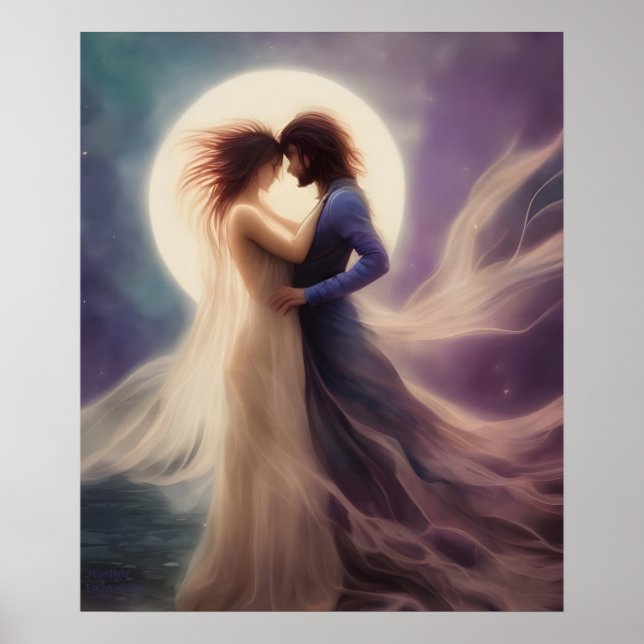 Moonlight Enchantment AI Fantasy Digital Art Print (Front)
