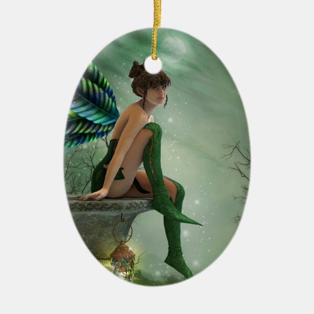 Moonlight Fairy Ceramic Ornament (Front)