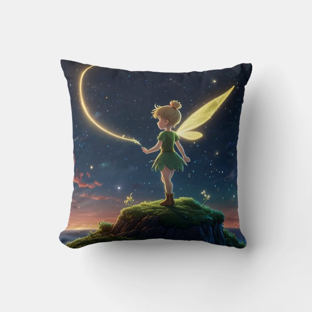 Moonlight Fairy Throw Pillow (Front)