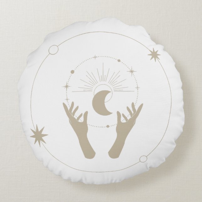 moonlight fantasy aesthetic design round pillow (Back)