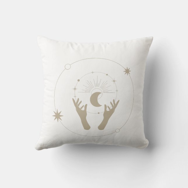 moonlight fantasy aesthetic design throw pillow (Back)